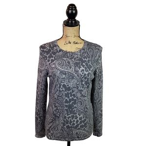 Pendleton Merino Wool Sweater Gray Paisley